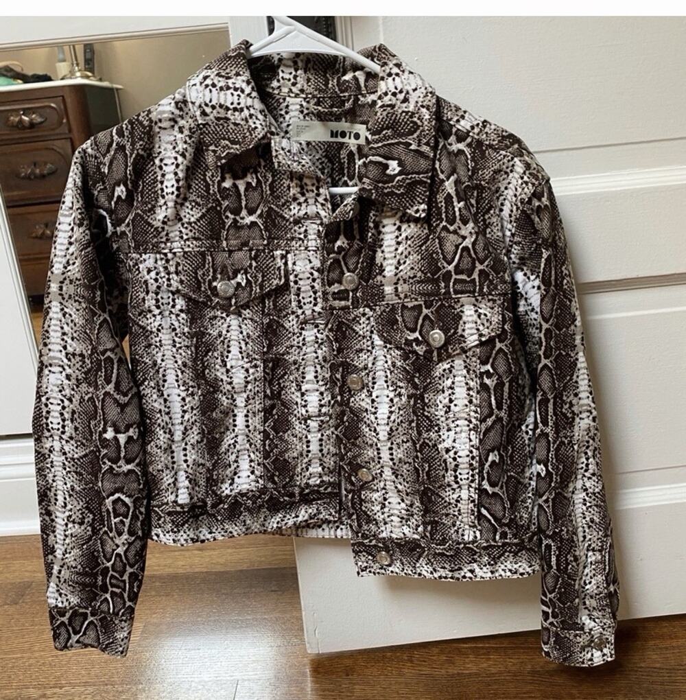 Topshop Snakeskin Denim Jacket Sz 6